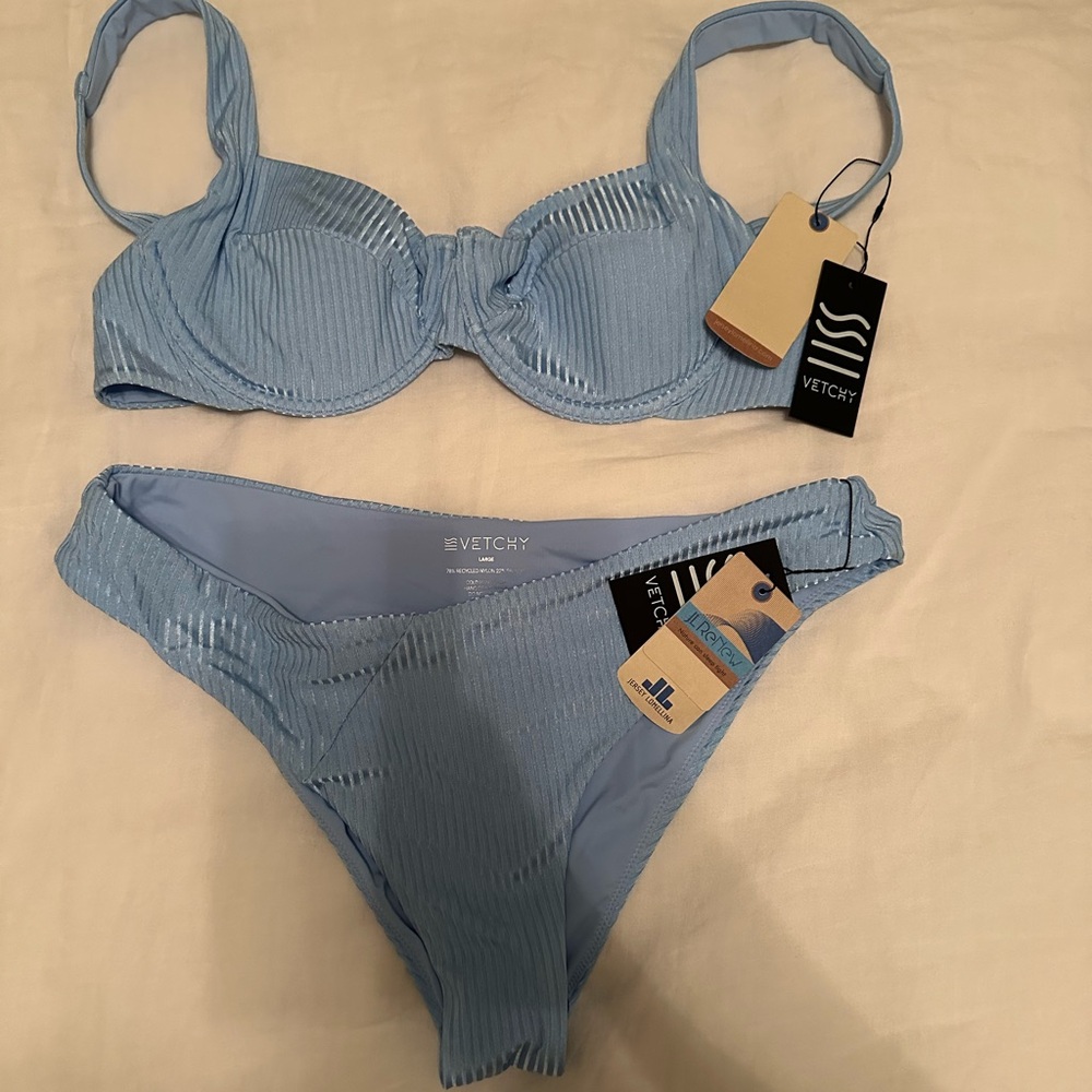 Vetchy Ribbed Blue Bikini Set